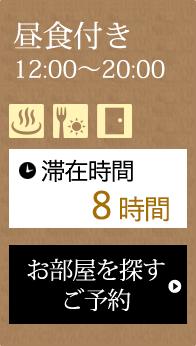 昼食付き12:00～20:00 滞在時間8時間